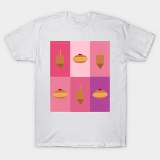 D&amp;D - Doughnuts and Dreidels Pink Grid T-Shirt